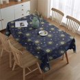 thumbnail image 2 of Dark Blue Sun Moon Star Pattern Rectangle Tablecloth 60"x84",Waterproof Polyester Rectangle Table Cloth, Wipeable Spillproof Polyester Tablecloth for Dining, Camping, Indoor and Outdoor, 2 of 5