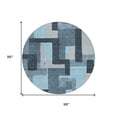 thumbnail image 3 of HomeRoots 613237 8 ft. Sky Blue, Denim Blue & Gray Round Geometric Washable Indoor & Outdoor Area Rug, 3 of 5