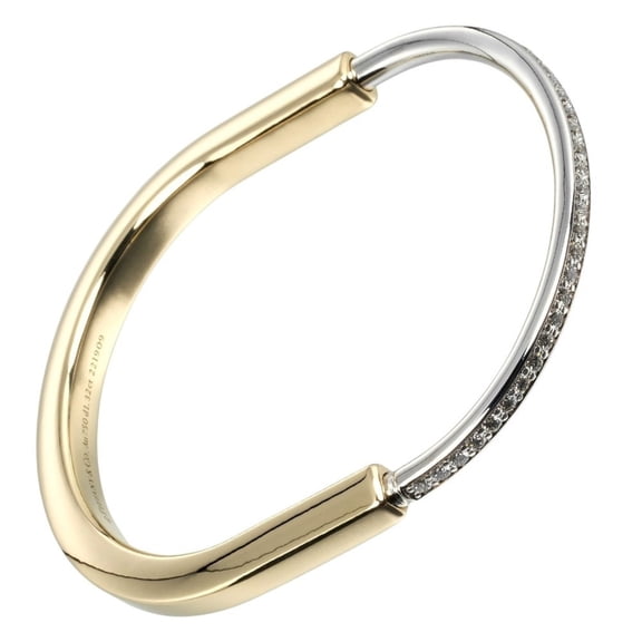 Pre-Owned Tiffany & Co. Lock Bracelet, 18K Yellow Gold x White Diamond, Approx. 38g, Women's.