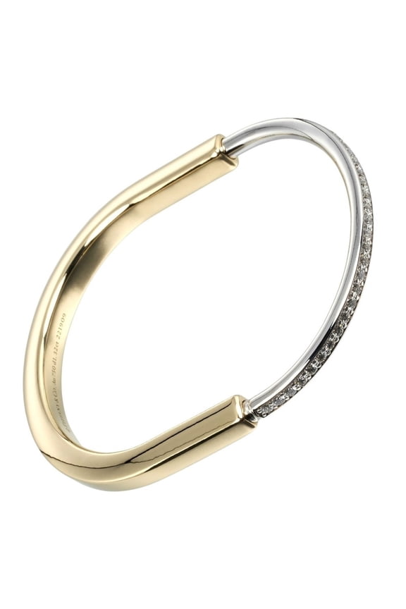 Pre-Owned Tiffany & Co. Lock Bracelet, 18K Yellow Gold x White Diamond, Approx. 38g, Women's.