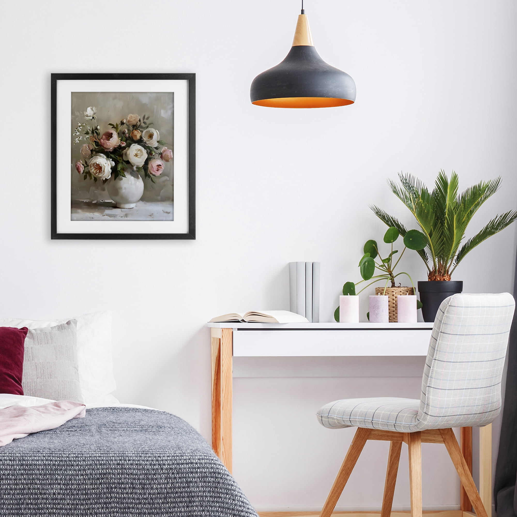 Stupell Industries Peony Blooms Bouquet Vase Black Framed Print Under Glass, design by Creative Studio