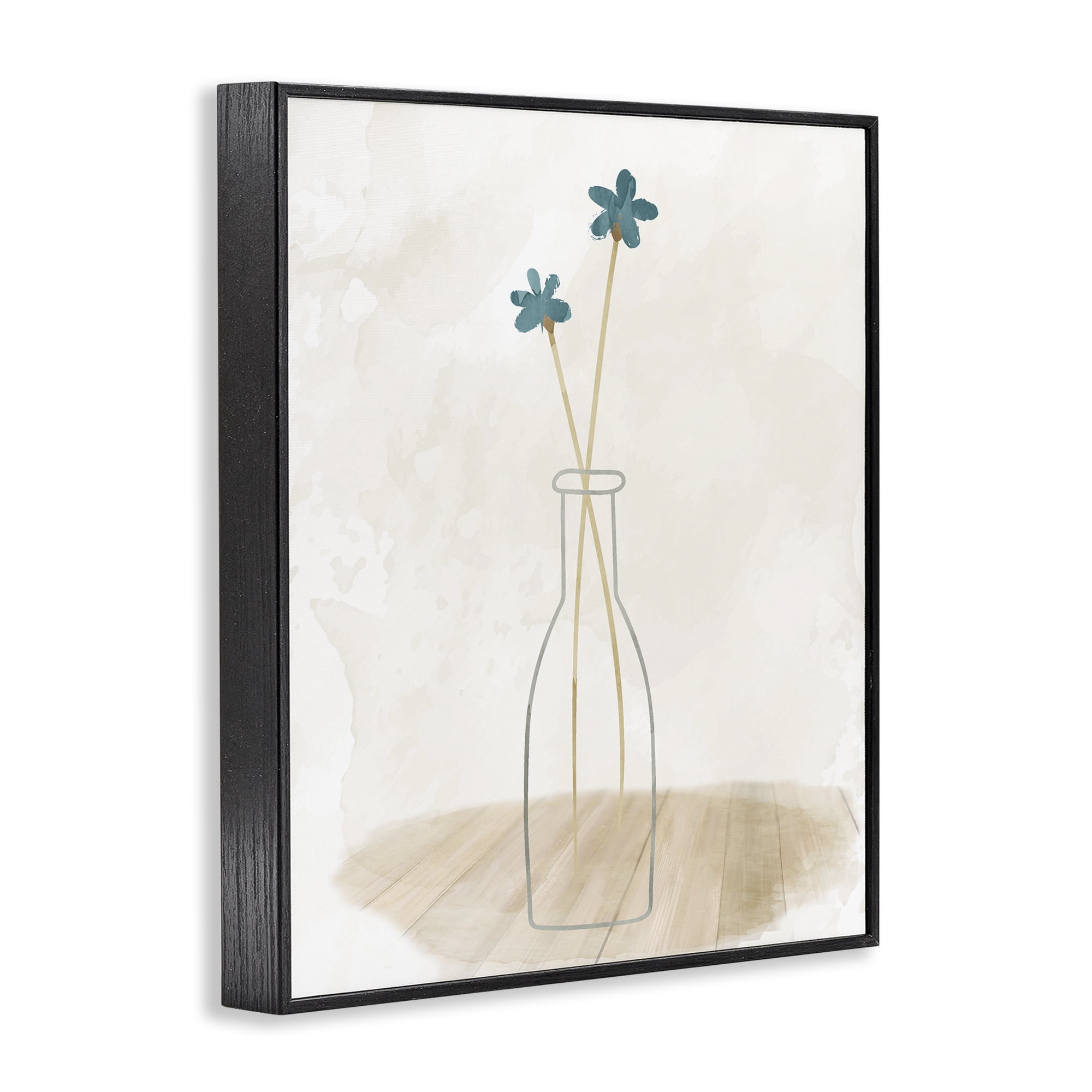 Stupell Industries Simple Watercolor Vase Botanical & Floral Painting Black Framed Art Print Wall Art, 24 x 30