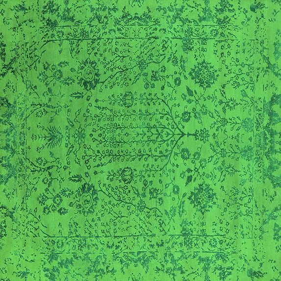 Ahgly Company Indoor Square Oriental Green Industrial Area Rugs, 3' Square