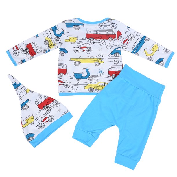 Conjunto De Ropa Para Bebé Recién Nacido, 3 Uds., Camiseta Con Estampado De Coche, Pantalones Azules Y Sombrero (100Cm)-154834,04 Tmvgtek Bebé