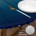 thumbnail image 3 of Navy Blue Ombre Round Tablecloth, Fitted Table Cover with Elastic for 55"-60" Round Tables, Contemporary Gradient Abstract Art Table Cloth Outdoor Indoor Dinning Party Waterproof Tablecloths, 3 of 7