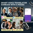 thumbnail image 3 of Ai Translator Earbuds Translation Earbuds Real Time 144 Language Translator Earbuds, 3 in 1 Wireless Bluetooth Translation Earbuds, 90H, Open-Ear, Light, 4 Mode, Sound-tight Earbud (Beige), 3 of 8