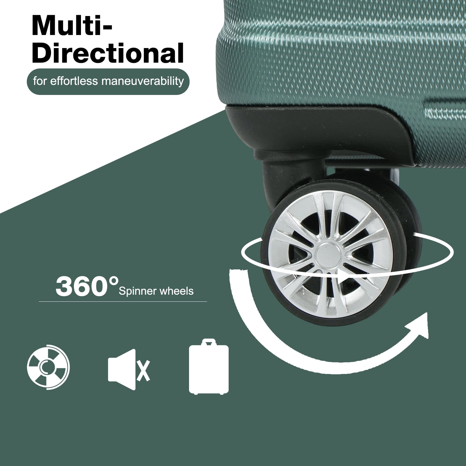 Tripcomp Hardside Luggage Set 3-Piece Set (21/25/29) Lightweight Suitcase 4-Wheeled Suitcase Set(Green)