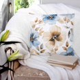 thumbnail image 3 of 26x26 Pillow Covers Set of 2, Blue Brown Spring Floral Throw Pillow Covers Decorative Couch Cushion Case, Summer Botanical Watercolor Microfiber Square Pillowcases for Bedroom Car Living Room, 3 of 7