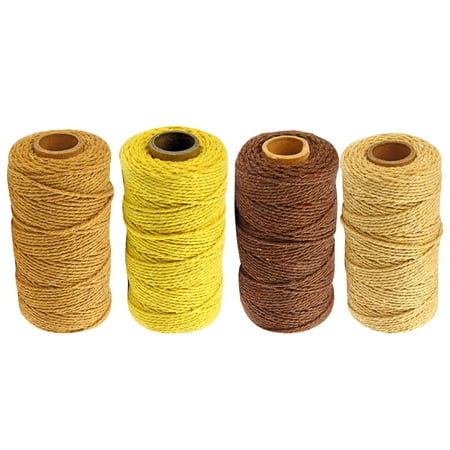 

4 Roll 2mm Thickness Bright Color Multi-functional Braided Cotton Rope Wrapping Rope for DIY Art Craft (Coffee Yellow Brown Khaki Style 100 Yard for Each)