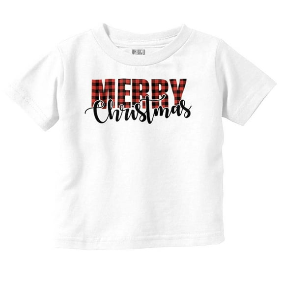 Xmas Holiday Plaid Merry Christmas Toddler Baby Graphic T Shirt Brisco Brands 6M