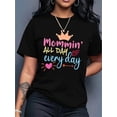 thumbnail image 1 of Women's Day Happy Every Day Letter Print Black Women's Casual Fashion Top Round Neck Short Sleeve T-Shirt, 1 of 7