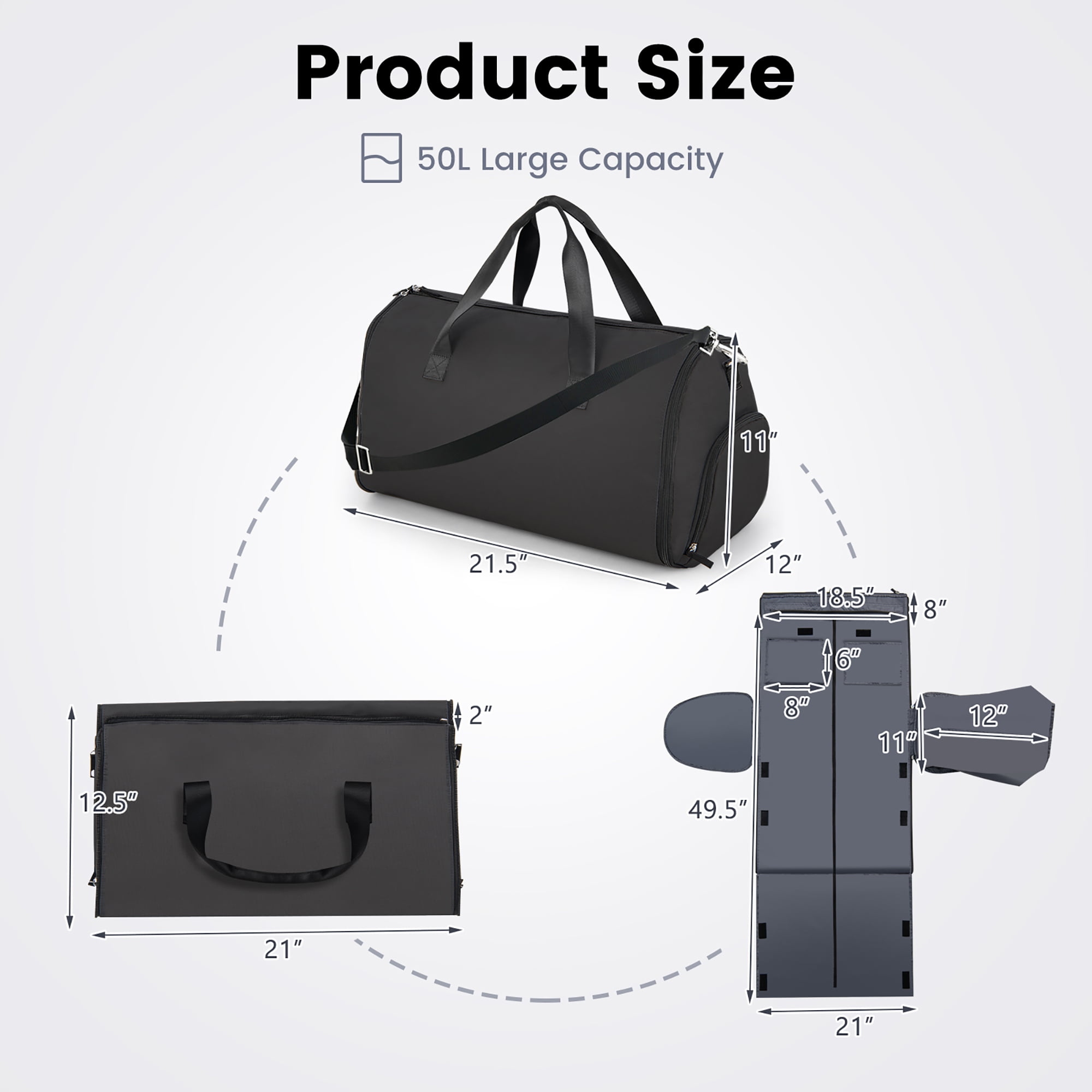 Carry-On Garment Bag for Travel, Waterproof Stylish Travel Duffel with  Shoulder Strap and Shoes Compartment, 2 in 1 Hanging Foldable PU Leather  Duffle