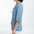 thumbnail image 5 of Elsie & Zoey Selena XL Slate Blue 3/4 Sleeve Ribbed Jersey Henley Blouse for Women, 5 of 7