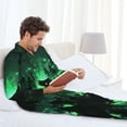 thumbnail image 3 of Halloween Costumes Mens Pajamas Set, Halloween Green Forest Witch (2) Halloween Pajamas Button Down Long Sleeve Loungewear Halloween Sleepwear Pjs sets for Men, 3 of 7