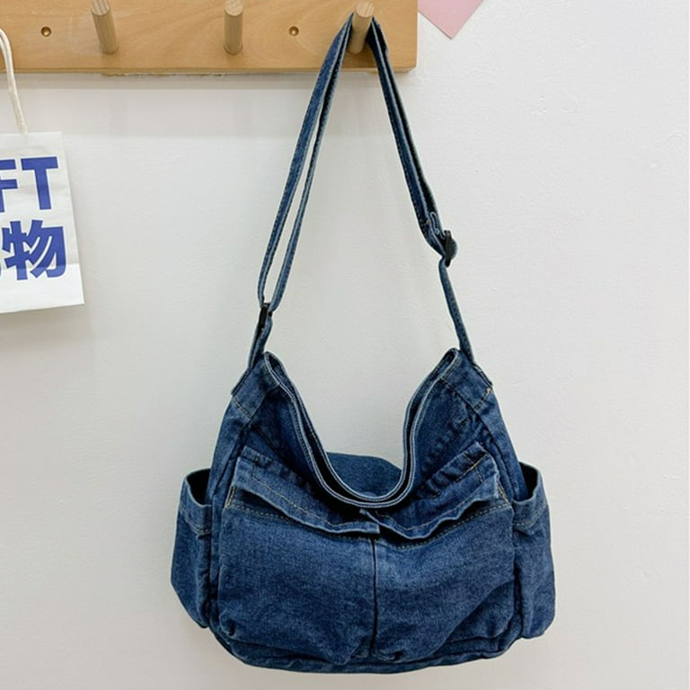 Denim Vintage Messenger Bag Retro Jeans Tote Bag Large Denim Vintage Messenger Bag Retro Jeans Tote Bag Large