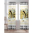 thumbnail image 2 of Sheer Curtains 96 Inches Long 2 Panels Set for Living Room, Bee Daisy Semi Sheer Curtains for Windows, Eucalyptus Leaves Botanical Love Plaid Voile Window Treatments Rod Pocket Curtain, 2 of 7