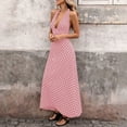 thumbnail image 4 of Iyufng Deep V-Neck Polka Dot Print Maxi Dresses for Women Backless Strap Up Stretch Dress, 4 of 9