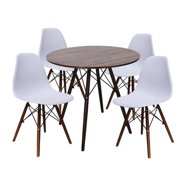 Set de Comedor Madera Nogal 80cm y 4 Sillas Eames Mundo In Minimalista