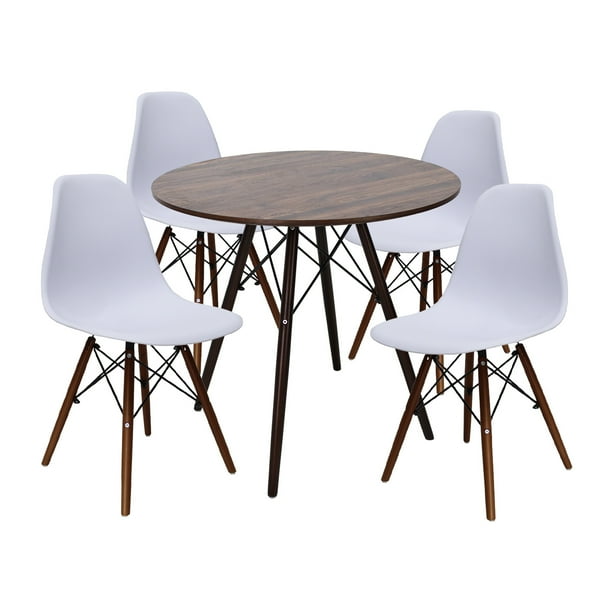 Set de Comedor Madera Nogal 80cm y 4 Sillas Eames Mundo In Minimalista