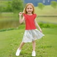 thumbnail image 5 of vdgthytj Toddler Girls Summer T Shirts Casual Solid Color Ruffle Sleeve Crewneck Tees Tops 3-15 Years, 5 of 8