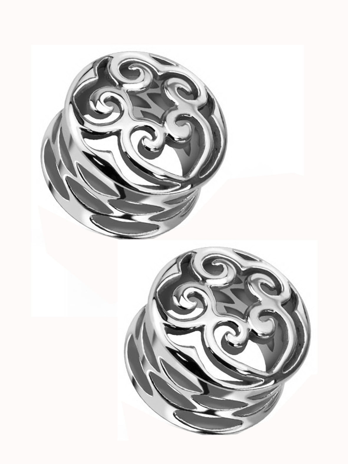 Thimbled Floral Vine Design Ear Plug (20 mm, 13/16 Inch) 2 Piece