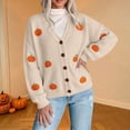 thumbnail image 2 of Women's Pumpkin Knit Cardigan, Long Sleeve Open Front Knitted Sweater, Fall Outwear Coat Tops, Kawaii Y2K Cute Funny Button Sweaters Fall Winter Causal Coat Cozy Loungewear, 2 of 4