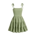 thumbnail image 5 of Vestido informal de verano sin mangas para mujer: bajo con volantes, color liso, largo mini, para vacaciones y playa, 5 of 5