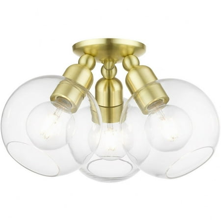 

St James s Royd 3 Light Sphere Semi-Flush Mount in Industrial Style-9 inches Tall and 16 inches Wide-Brushed Nickel Finish Bailey Street Home