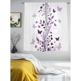 thumbnail image 3 of Purple Spring Floral Sheer Curtains 63 Inch Length 2 Panels Set, Elegant Pastoral Flowers Abstract Art Voile Window Treatment Curtains Sheers Drapes for Bedroom/Living Room/Kitchen 52x"63"x2, 3 of 7