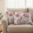 thumbnail image 2 of Pink Floral Outdoor Waterproof Pillow Covers, Spring Summer Vintage Flower Leaf Decorative Rectangle Throw Pillowcase Sofa Cushion Sham for Patio/Couch/Chair, 20"x12" 2 Pack, 2 of 8