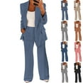 thumbnail image 6 of Autumn Business Casual Two Piece Suit For Women Polyester Jackets With Wide Leg Pants Wrinkled Resistant Office Wear Set, 6 of 9