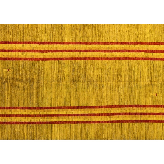 Ahgly Company Indoor Rectangle Abstract Yellow Modern Area Rugs, 2' x 5'