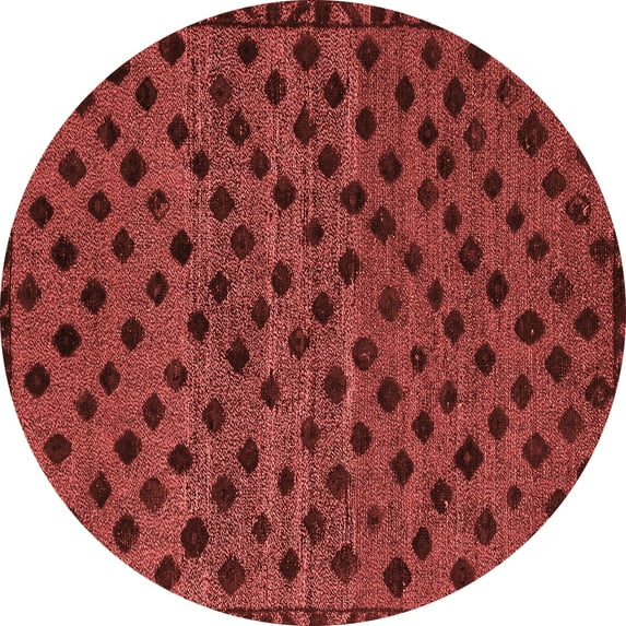 Ahgly Company Indoor Round Abstract Red Modern Area Rugs, 3' Round
