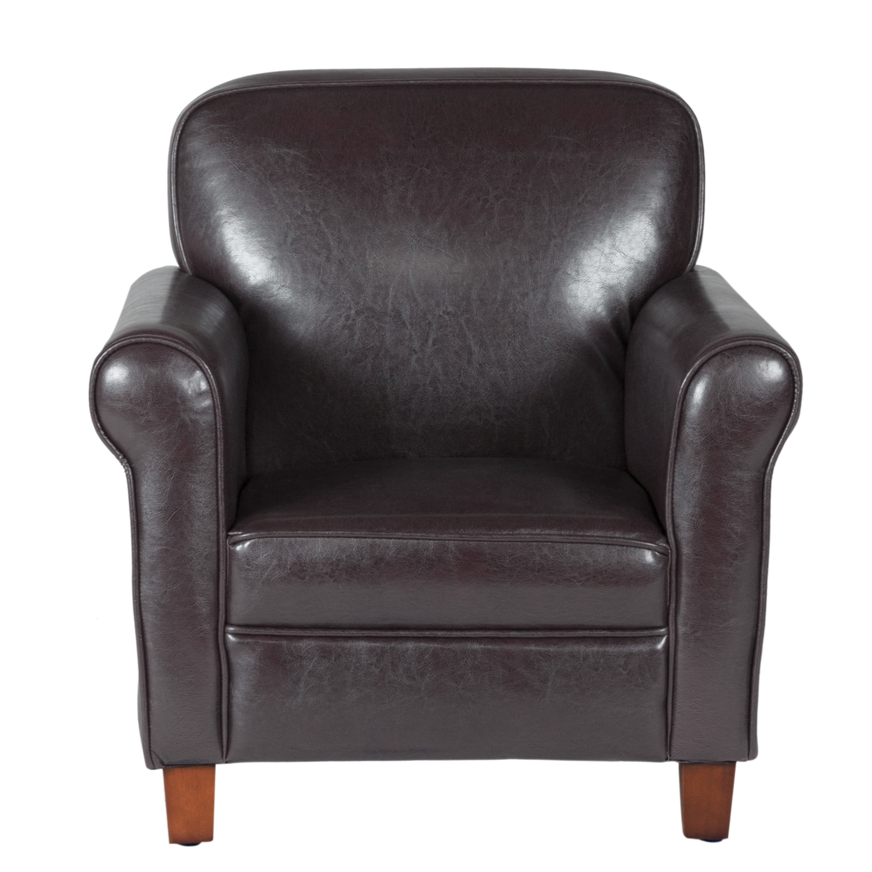 Kids Faux Leather Accent Chair with Rolled Arms, Brown - Walmart.com