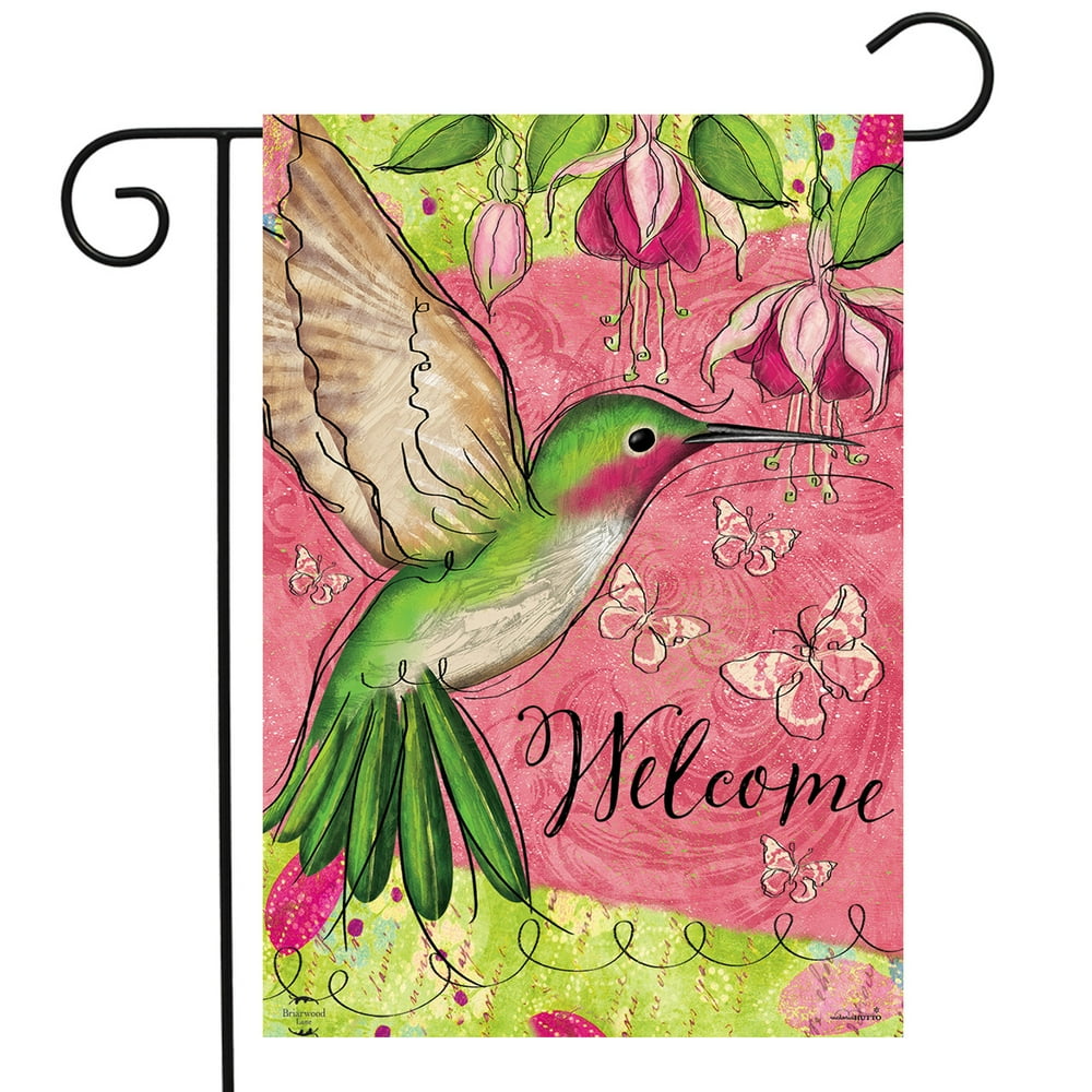 Blissful Hummingbird Spring Garden Flag 12.5" x 18" Briarwood