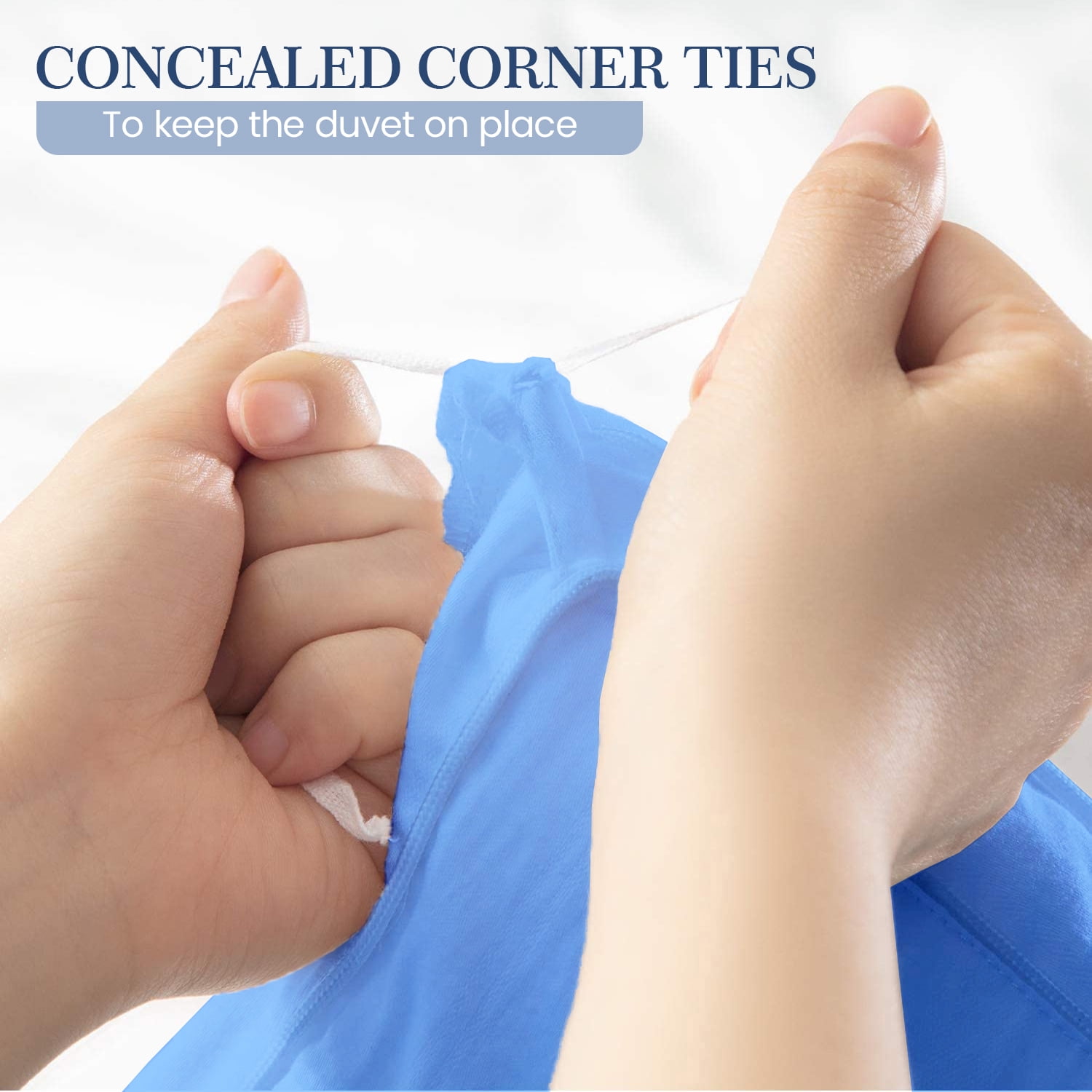 Ruvanti Queen Size Cotton Duvet Cover Set - Sky Blue 3 Pieces with Button Closure, 92x96 inches