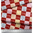 thumbnail image 3 of Soimoi Red polyester Crepe Fabric Text & Cat Animal Print Fabric by the Yard 52 Inch Wide, 3 of 5