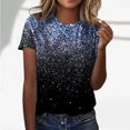 thumbnail image 2 of TSADFHJI Chandails pour Femmes en Coton Mode Décontractée pour Femmes Dégradé à Paillettes Imprimé Col Rond T-Shirt Ample, 2 of 5