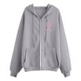 thumbnail image 6 of XINPING Hoodies Women Zip Up Hoodie Oversized Sweatshirt Jackets Spring Fall Winter Coats with Breast Cancer Awareness Ribbon Print 2026, 6 of 7