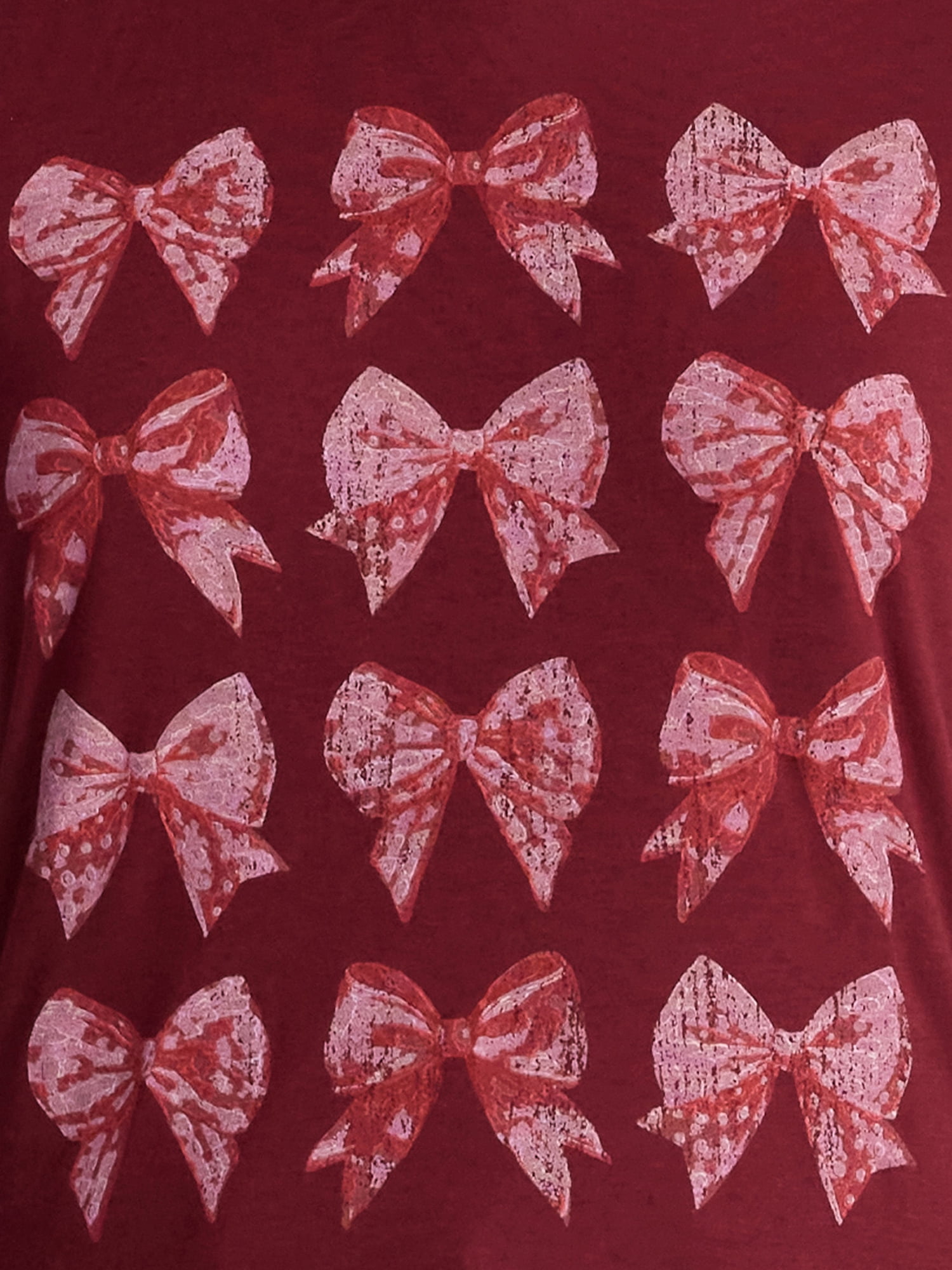 Positivitees Women's Fall Bows Graphic Seasonal Fall Tee, Sizes S-XXXL
