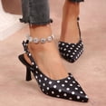 thumbnail image 5 of Women Shoes Slingback Heeled Sandals for Women Wide Width Classic Polka Dot Satin Pointed Closed Toe Thin Stiletto High Heel Adjustable Buckle Dress Pumps Women Shoes Casual Dress Black Heels Summer, 5 of 10