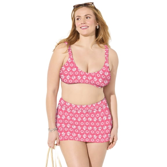 Swimsuits for All Women's Scoop Neck Shirred Bikini Top