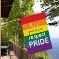 thumbnail image 3 of LGBT Rainbow Love House Flag 28x40 Inch Vertical Double Sided Burlap Yard Flags, LGBT Pride Banner Flag with Love Peace Respect Pride Saying Quote for Indoor Outdoor Decorations, 3 of 6