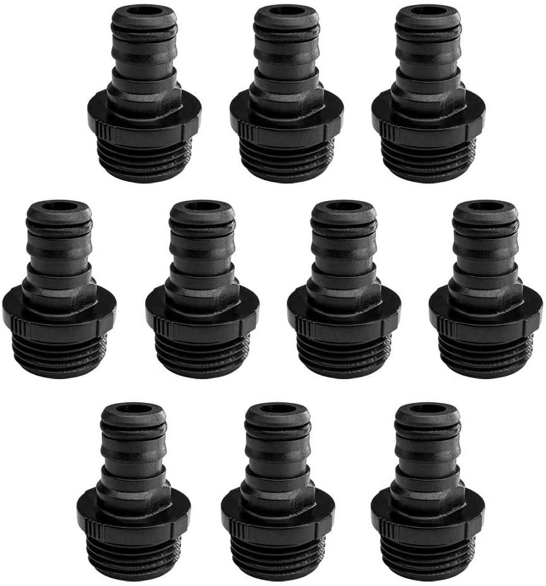 HRTGFD-10 Pack Plastic Garden Hose Quick Connect Fittings Male Hose Quick Connector Adapters 3/4 Inch GHT Male Nipples Quick Release Kit for Water Hose Coupling