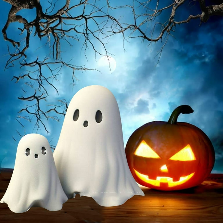 Halloween Ghost Decor - Set of 2 Spooky Resin Ghost Figurines