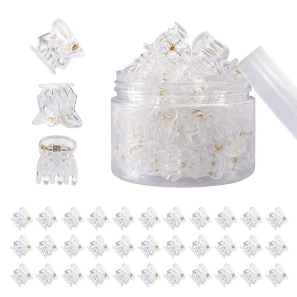 36 PCS Clear Mini Hair Claw Clips Great for Design Kids Adult Hairstyles White Plastic Hair Clips Small Decoration Buns Pining Bangs Strong Grip Multifunction Clamp Clips.