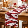 thumbnail image 5 of Red White Moire Table Runner 90 Inches Long Farmhouse Dress Scarves, Modern Abstract Art Dining Tablerunner for Coffee Table/Kitchen Island/Party Décor, 13" x 90", 5 of 8