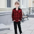 thumbnail image 3 of WOYY Teen Boys Plaid Hooded Shirt Jacket Long Sleeve Unisex Casual Outerwear, Sizes 15-16, 3 of 8