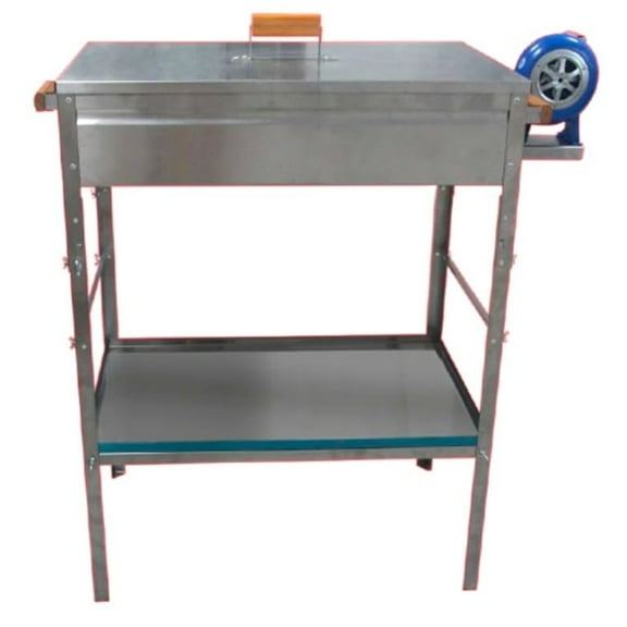 Stainless Steel Charcoal Grill w/ Fan Legs Koobideh Comal Kabob BBQ Skewers