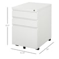 thumbnail image 2 of White 3-Drawer Lockable Filing Cabinet on Wheels - Office Storage for A4, Letter & Legal Files - Compact Mobile Desk Organizer, 2 of 7